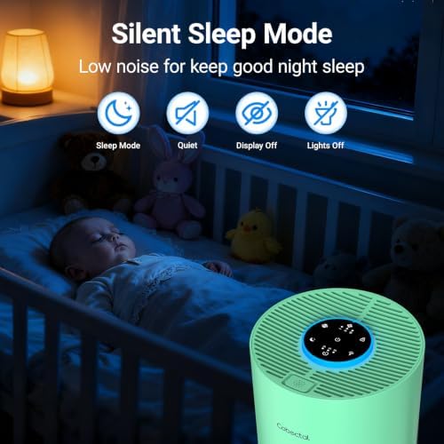 Cobectal Air Purifiers for Home Bedroom with 3-in-1 Filter, Green