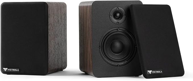 Victrola M1 Monitors – Powered Bookshelf Monitor Speakers, Bluetooth Wireless Streaming, Premium Stereo Sound, Pairs with Premiere T1 & More, RCA & Aux Input, Multi-Device Pairing (Black)