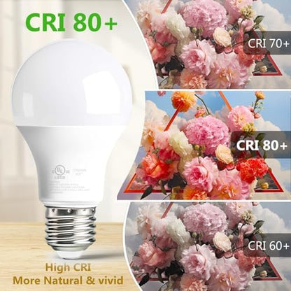 dalattin 24 Pack A19 LED Bulbs,9W Equivalent 60 Watts,E26 Base, Warm White 3000K,800 LM,Non-Dimmable,Efficient Energy Saving Lights for Living Room,Office,80+ CRI,120V, UL Listed