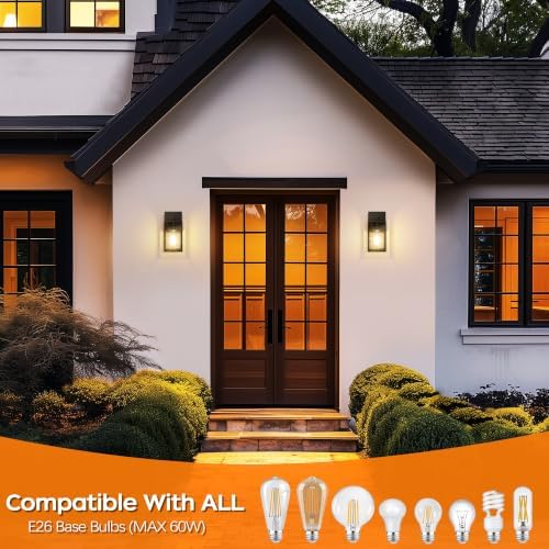 WIHTU Exterior Lighting Fixture, Outdoor Front Porch Light Wall Mount 1Pack