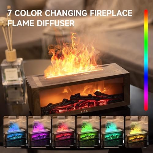 TMEHM Fireplace Flame Essential Oil Diffuser Humidifier, Aromatherapy