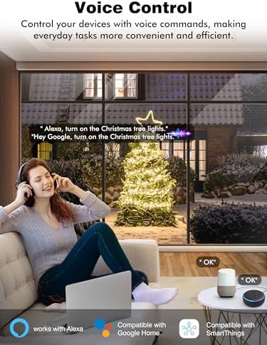 EIGHTREE Outdoor Smart Plug, Timer Outlet with 2 Independent Outlets, 15A
