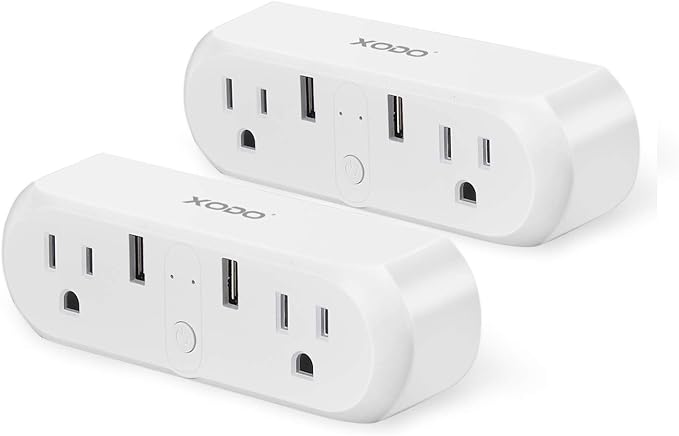 XODO WP3 Smart WiFi Plug - Wireless Remote Control by App Compatible with Alexa and Google Home Assistant 2.4 GHz Network only - Voice Control - WiFi Enable - Smart Home Outlet - 2Pack