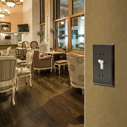 ENERLITES Toggle Light Switch Metal Wall Plate, Stainless Steel Switch Cover, Corrosion Resistant, Mid-Size 1-Gang 4.50" x 2.76", Stainless Steel 201, 7711-PBK, Polished Black
