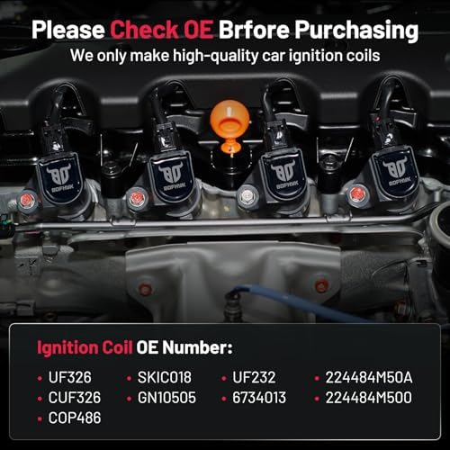 BDFHYK Ignition Coil Packs Compatible with Nissan Sentra 2000-2002 1.8L L4, Coil for 224484M500 224484M50A UF326 SKIC018 UF232 COP486 CUF326 6734013 GN10505 Set of 4
