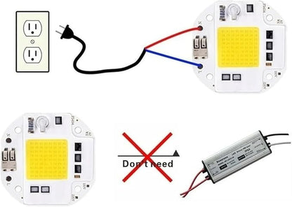 2pcs High Power 50W 70W 100W COB LED Chip 220V 110V LED COB Chip Welding Diode for Spotlight Floodlight Smart IC No Need Driver(Cold White,220V_100 W)