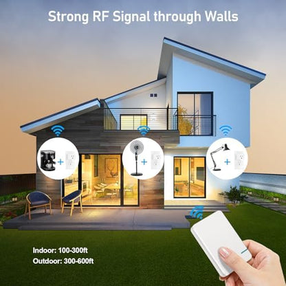 Thinkbee Remote Control Outlet Plug, 600ft RF Range Wireless Switch Kit