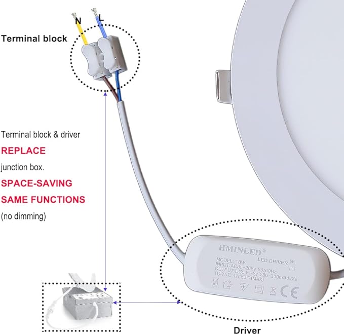 8 Inch 18Watt Ultra Thin Round LED Recessed Panel Spot Lighting, 140 Watt Retrofit Ceiling Downlight, 6500K Cool White, 10 Pack