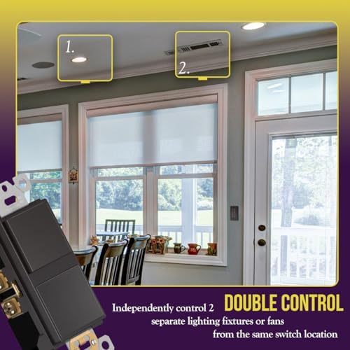 ENERLITES Dark Bronze Double Paddle Decorator Single Pole Switch, 15A
