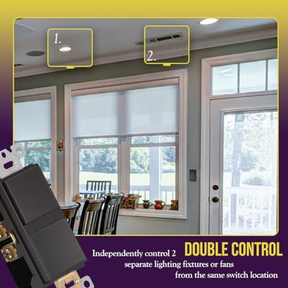 ENERLITES Dark Bronze Double Paddle Decorator Single Pole Switch, 15A