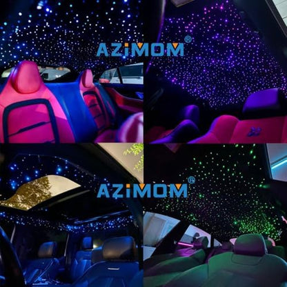 AZIMOM 16W Twinkle & Sound Activate Mixed430pcs*9.8ft Fiber Optic Starlight Headliner Kits for Car Home Star Ceiling Sky Decoration, APP& Remote Control Light Engine End Glow Fiber Strands
