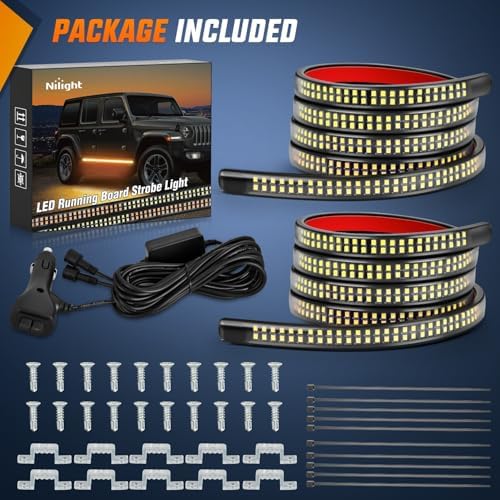 Nilight 2PCS 70 Inch Running Board LED Lights Strip Amber for Truck