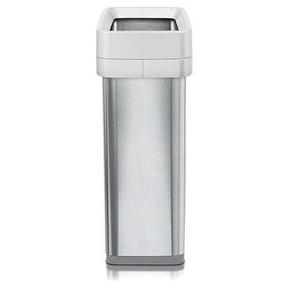 Clorox 13 Gallon Trash Can - 50L Slim Open Top Garbage Bin for Commercial Spaces, Kitchen, Office - Narrow Rectangular Stainless Steel Body with Hinged Rim Protection