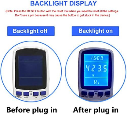 Upgraded Watt Meter Power Meter Plug Home Electricity Usage Monitor, Electrical Usage Monitor Consumption, Energy Voltage Amps Kill Meter with Backlight, Overload Protection, 7 Modes Display-With Cord