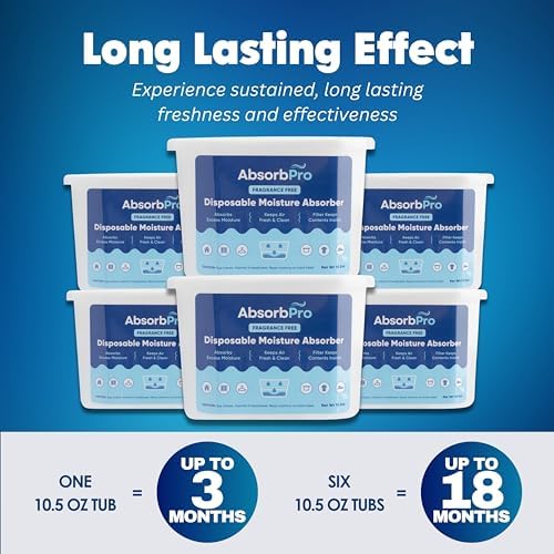 Absorb Pro Moisture Absorber Tub 10.5 oz, Fragrance Free, 6-Pack