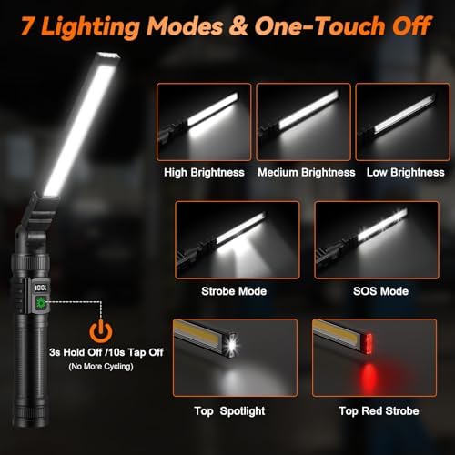 4Pack Magnetic Rechargeable LED Work Light/Flashlight for Mechanics