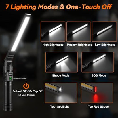 4Pack Magnetic Rechargeable LED Work Light/Flashlight for Mechanics