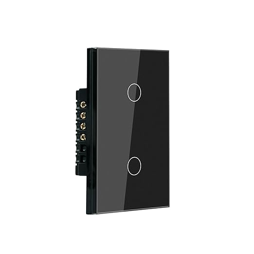 WiFi Smart Light Switch 4.65 X 2.83 X 1.34 Inches,2-Button,2.4GHz Wi-Fi Touch Switch,Neutral Wire Required,Work with Smart Life/Tuya App and Alexa,Black