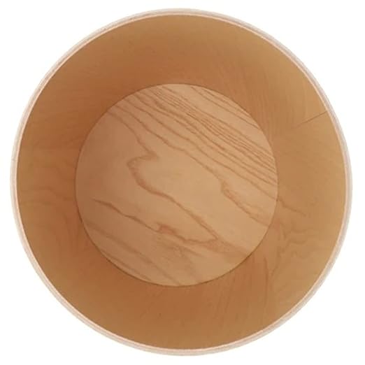 Wood Trash Can, Round Stackable Wastebasket, Natural Garbage Recycling Bin for Bathrooms, Powder Rooms, Kitchens, Home Offices (B-Light Wood)