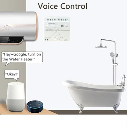 4CH WiFi Tuya Smart 85-250V Temperature and Humidity Sensor, Remote APP Control and Monitoring Function, Voice Control, Smart Scene, Dry Contact Passive Output, Works with Alexa Google Home