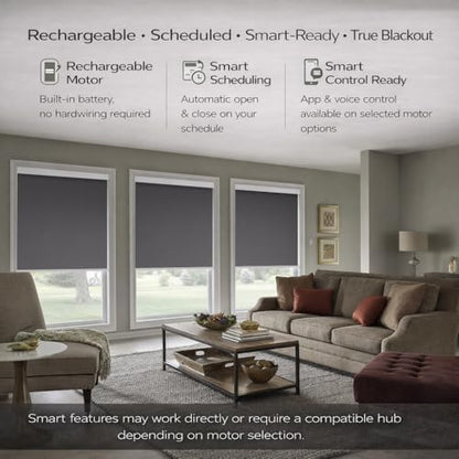 ZSHINE Motorized Blackout Roller Shades Remote Control Rechargeable(82010l)