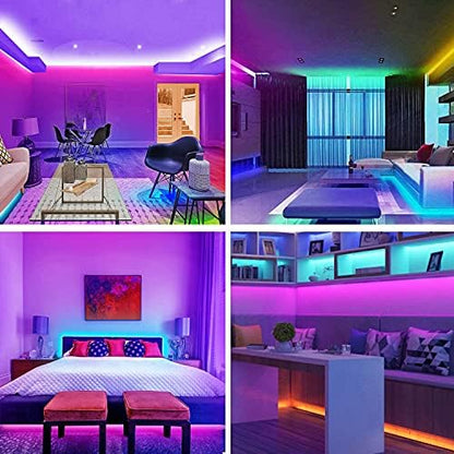 Keepsmile 32.8ft Strip Lights Smart App Music Sync Color Changing RGB Bluetooth LED Strips with Remote Led Lights for Bedroom Home Decoration