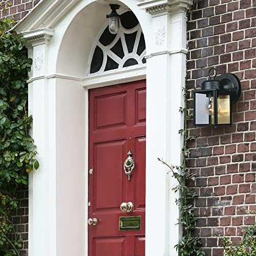 DESIGNERS FOUNTAIN Preston Outdoor Light Fixture, 8 Inch Exterior Wall Lantern Sconce for Front Door, Patio and Porch, Black, 1161-BK (Pack of 2)