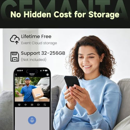 2.5K Video Doorbell Camera Wireless with Chime,Free Cloud Storage