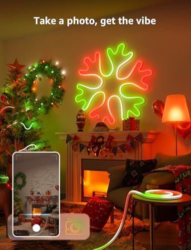 Lepro N1 AI Smart RGB Rope Lights for Christmas, Personalized AI Lighting Designer, LightBeats Music Sync, Color Segment DIY, Voice Control Via App, 32.8ft Wi-Fi & Bluetooth LED Strip Lights