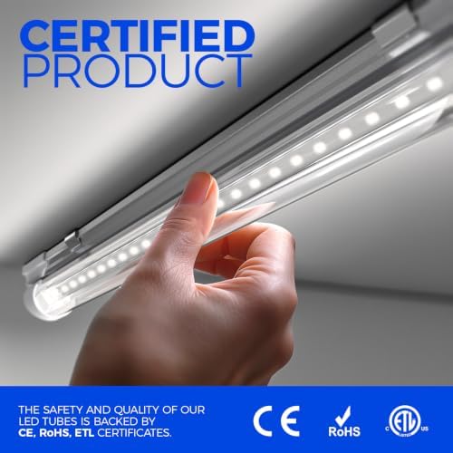 Barrina T8 LED Shop Lights 2FT, 20W 3000LM 6500K, 2 Pack High Output Tube