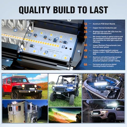 Nilight LED Light Bar 12 Inch 300W 4Pcs 4 Inch 60W Spot Flood Pods Off Road Driving Fog Work Lighting for Truck Tractor Pickup Boat SUV ATV UTV Car 4x4 Van Camper Motorcycle Dirt Bike Golf Cart