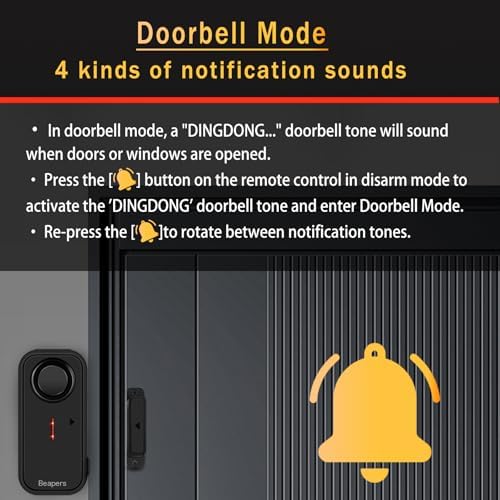 Personal Security Waterproof Door/Window Alarm - IP66 Waterproof with Remote Control, 113dB, Alarm/Doorbell Mode, Upgraded door gap spacing - Indoor/Outdoor Anti-Theft (1 Main Unit & 1 Remote Control)
