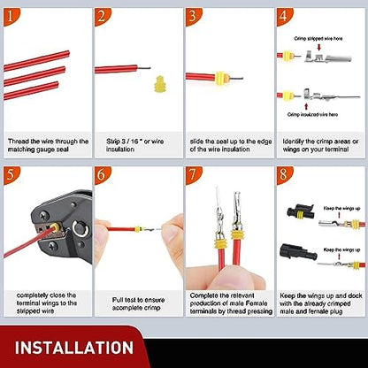 Nilight 120PCS 1 Pin Electrical Connector ‎Plug with Male Female Terminals