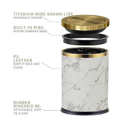 4gallon,Marble Trash Can with Lid,Medium Bedroom Garbage Can,Flip Top Trash Can for Bathroom,Bedroom,Kitchen,Living Room(Marble)