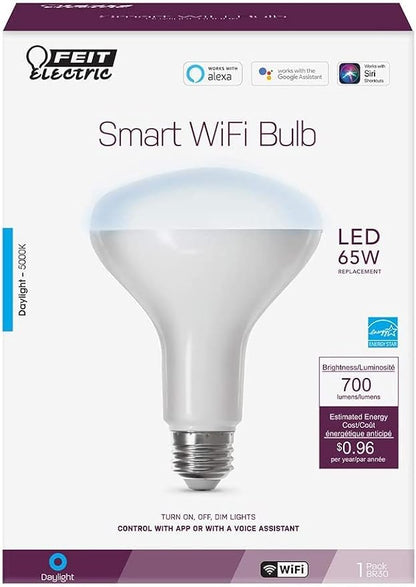 Feit Electric BR30 Smart Flood Light Bulb - Daylight, 65W Eq - 1 Pack