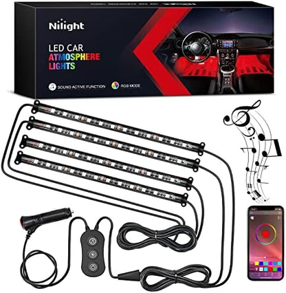 Nilight Car Interior Lights with APP Control 16 Million RGB Colors Strip Lights with Music Sync Mode and Multiple Scene Options for Cars Trucks SUVs
