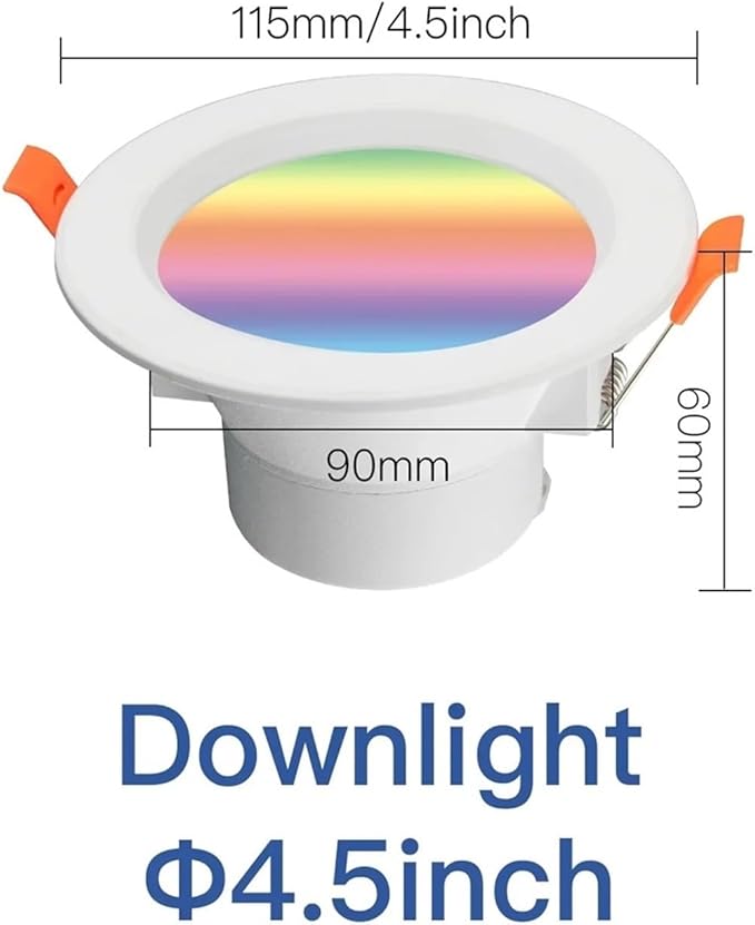 Smart LED Downlight Dimming Round Spot Light 7/10W RGB Color Changing Warm Cool Light(2 Pcs,7W 4.5INCH Light_WiFi)