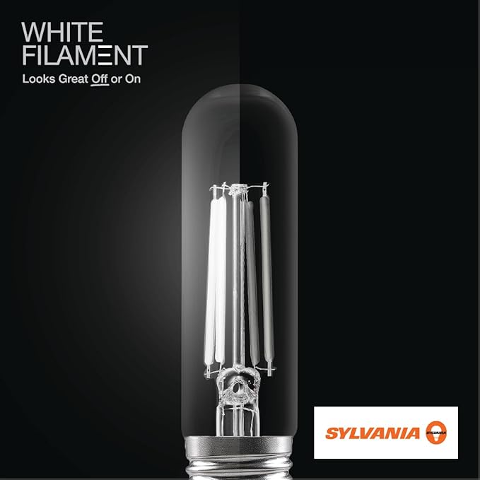 Sylvania T10 Clear LED White Filament Bulb, 7.5W, Dimmable, 800 LMS, Medium Base, 5000K, Daylight - 1 Pack (42265)