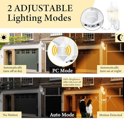 Porch Lights Outdoor Motion Sensor Wall Sconce Anti-Rust Aluminum, Exterior Outdoor Wall Lights Dusk to Dawn Porch Light Fixture Wall Mount for House Outside Patio White