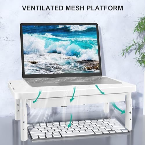 WALI Computer Monitor Stand with Storage, Monitor Riser 3 Height Adjustable