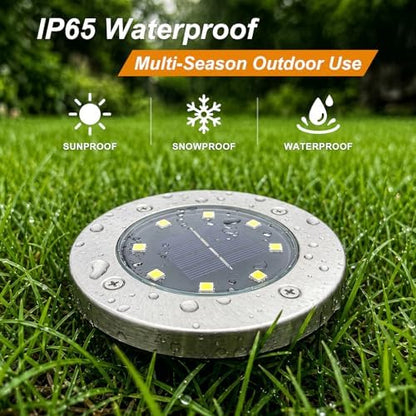 OULONGER 4.6inch Solar Ground Lights, Garden Solar Outdoor Waterproof Pathway Bright In-Ground Landscape Lights for Patio, Lawn, Yard, Driveway, Step and Walkway(Warm Light 12Packs)
