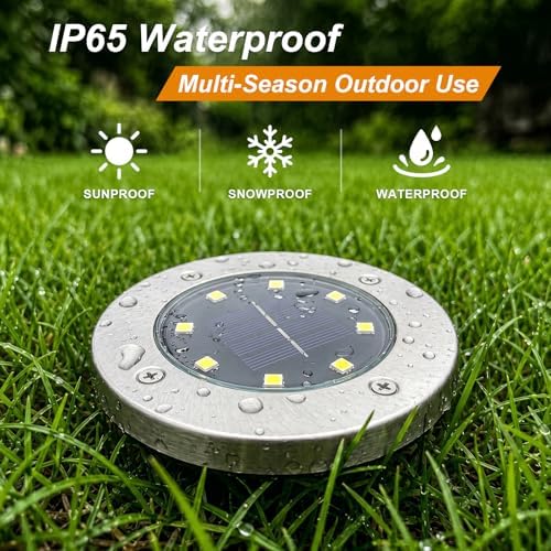 OULONGER 4.6inch Solar Ground Lights, Garden Solar Outdoor Waterproof Pathway Bright In-Ground Landscape Lights for Patio, Lawn, Yard, Driveway, Step and Walkway(White Light 16Packs)
