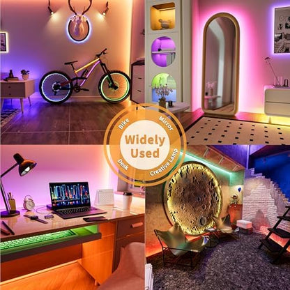 PAUTIX 5V USB RGB COB LED Strip Light 4.92ft/1.5m Color Changing Strip Lights,TV Backlight Multicolor Flexible Under Cabinet Tape Lights with Bluetooth Control for Bedroom,Kitchen,Home DIY Lighting