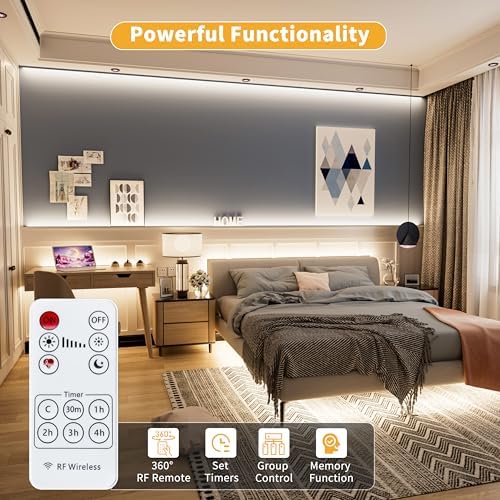 PAUTIX 5V USB COB LED Strip Lights Dimmable LED Lights 4000K Natural White with RF Remote,1200lm,Dotless Flexible Tape Light for Under Cabinet,Bedroom,TV Backlight,Kitchen,Shelf,Mirror Lighting 6.56ft