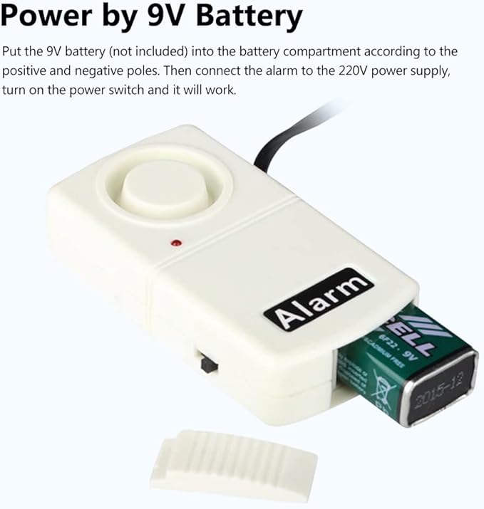 Watris Veiyi 120db Power Failure Outlet Alarm, Smart Outage Alarm Warning Siren, Automatic Power Cut Failure Alerter for Home Office Shop, Power by 9V Battery (NOT Included), 220V