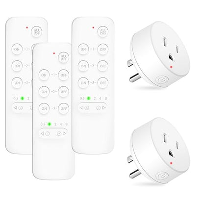 NineLeaf Wireless Control Countdown Outlet for Christmas Decor, Programmable and Expandable Electrical Switch, 500FT Range, 125V/15A/1875W Light Switch, 3Remote and 2Outlets