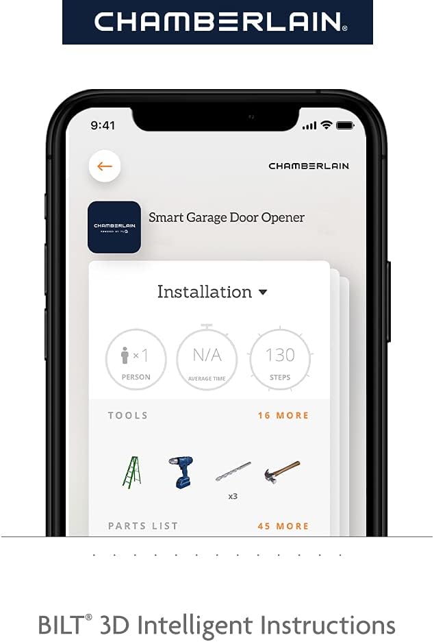 Chamberlain B4643T Smart Built in Camera-myQ Smartphone Controlled-Ultra Quiet, Strong Belt Drive, Blue Garage Door Opener