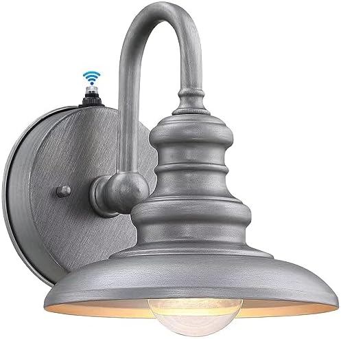 LONEDRUID Dusk to Dawn Sensor Outdoor Gooseneck Barn Light Fixture Silver