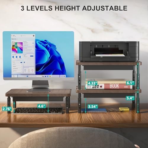 WALI Plastic Computer Monitor Stand with Storage, Adjustable Laptop Riser