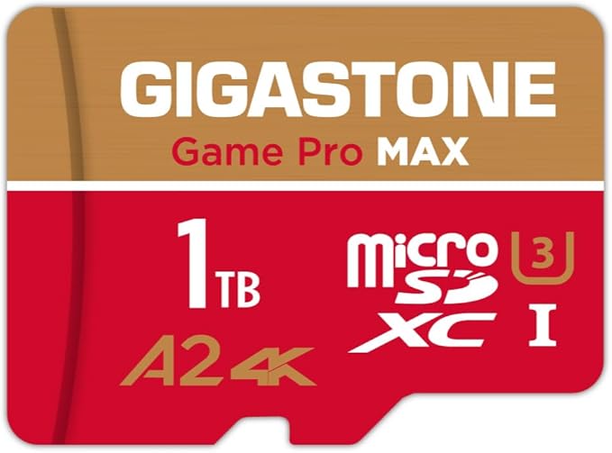 【for Switch 1 Only】 GIGASTONE 1TB Micro SD Card, 4K Game Pro MAX, Memory Card for Gaming Console, Action Camera, UHD Video, up to 170/140 MB/s, UHS-I U3 A2 V30 C10【5-Years Data Recovery】